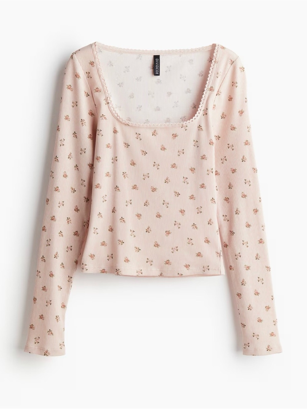 H&M Divided Ballet Pink Floral Long Sleeve Top Girlhood Cottagecore Flower